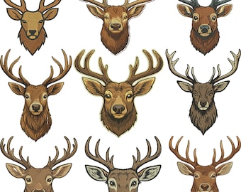 Deer Head Embroidery Design, Deer Buck, Deer Antler, Elegant Wildlife, Deer Embroidery, New Year's decor, Machine Embroidery Design
