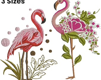 Flamingo embroidery design, Pink Flamingo, Floral Flamingo Embroidery, Flamingo filled stitch, Mini flamingo, Machine embroidery design