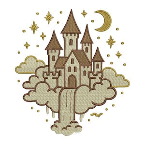 Castle embroidery design, Princess Castle Embroidery Design, Dreamy Castle Embroidery, Princess Embroidery, Machine Embroidery Design