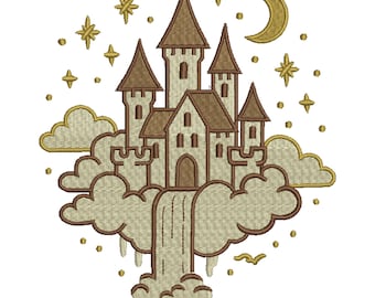 Schloss Stickdatei, Prinzessin Schloss Stickdatei, Verträumtes Schloss Stickerei, Prinzessin Stickerei, Maschinenstickerei