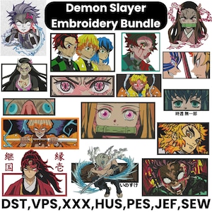 Anime Stickdatei, Demon Slayer Stickdatei, Anime Stickdatei, Premium Anime Stickdatei, Cartoon Design, Maschinenstickerei