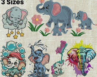 Elephant embroidery design, Baby Elephant Embroidery, Elephant Family Embroidery, Baby and Elephant Motif, Machine embroidery design