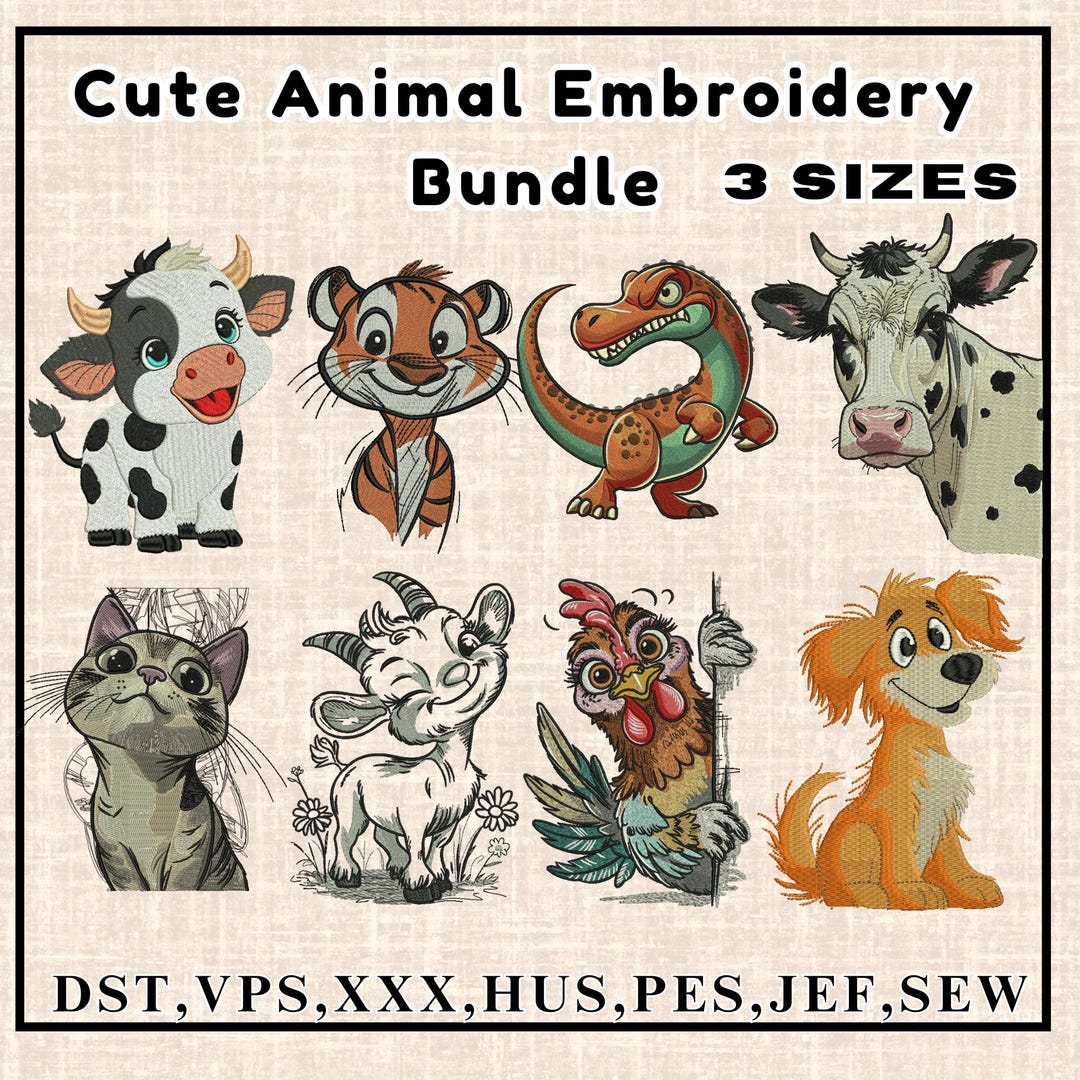 Mega Bundle Cute Animal Design for Embroidery Machine, Embroidery ...