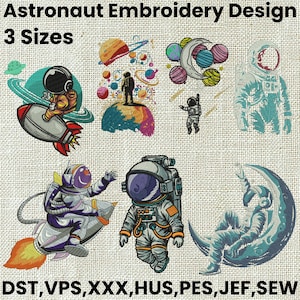 Astronaut Stickerei, Weltraum Stickerei, fliegende Astronaut Stickerei, Galaxie Stickerei, Maschinenstickerei