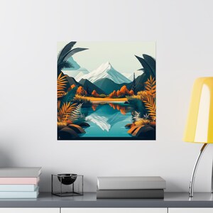 SOULIV8 Berg Spiegelung Poster | Serene Alpine Landschaftskunst, Naturwanddekoration für Home Office & Geschenk für Abenteurer