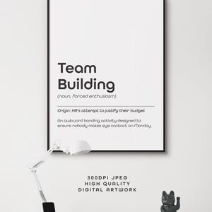 Office Humour, Funny Poster For Office Decor, Definition, Typography, Black & White Print, Business, Digital Download Team Building