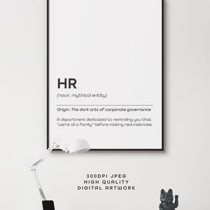 Office Humour, Funny Poster For Office Decor, Definition, Typography, Black & White Print, Business, Digital Download HR Human Resource