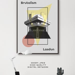 Brutalisme, brutaliste, art mural moderne, architecture, bâtiments, téléchargement numérique, béton, moderniste, design abstrait, architecte Lasdun