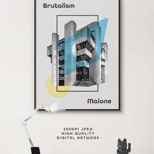 Brutalisme, brutaliste, art mural moderne, architecture, bâtiments, téléchargement numérique, béton, moderniste, abstrait, architecte Malone