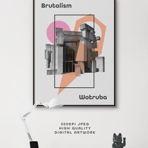 Brutalisme, brutaliste, art mural moderne, architecture, bâtiments, téléchargement numérique, béton, moderniste, design abstrait, architecte Wotruba