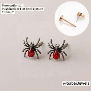 Garnet Spider Stud Earrings Conch earring Vintage Earrings Forward Helix Piercing Tiny Animal Earrings Everyday Earrings Gift For Friends