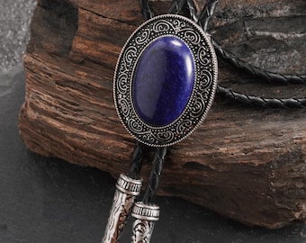 Corbata bolo de lapislázuli para hombre y mujer, piedra azul, corbata vaquera estilo western vintage.