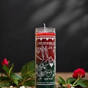 Red and Green Chuparrosa Love Come to Me 7 Day Candle