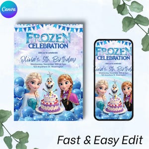 Frozen Four The First Time In Forever Birthday Invitation Frozen 5th Birthday Invite Kids Fourth Party editable Invitation Elsa Anna Theme