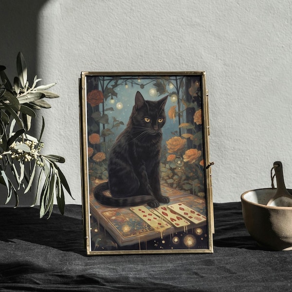 Mystic Black Cat Puzzle – Enchanted Tarot Night Scene | Free Shipping
