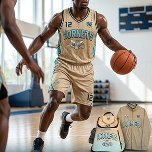 Custom Basketball Team Uniforms - Full Sublimated Jersey and Shorts Set - Custom Youth and Varsity Kits - Matching Team Bags & Coach Jackets