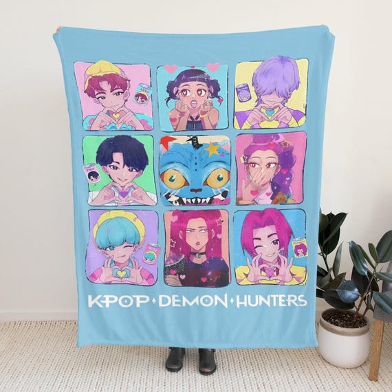 Parure De Lit Demon Pop Hunters Velours - Housse Couette 90x200 Cm + Taie, Thème K-Pop Anime