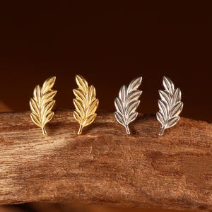 Örhängen i sterlingsilver med blad - Botanisk öronklättrare - Naturinspirerad Helixbrosk Conch Tragus Lob Piercing - Gåva till kvinnor