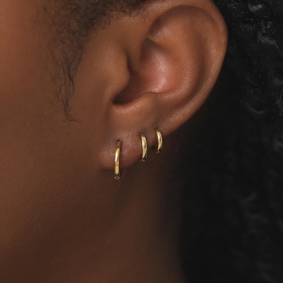 Sterling Silver 4mm-10mm Huggie Hoop Earring - Helix Cartilage Lobe Clicker Piercing - Everyday Wear Multi-size Jewelry - Minimalist Gift