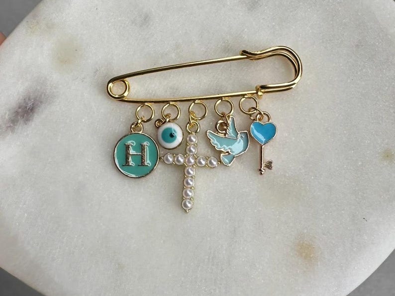 Personalised Baby Protection Pin|christening|newborn Gift|baby Brooch ...