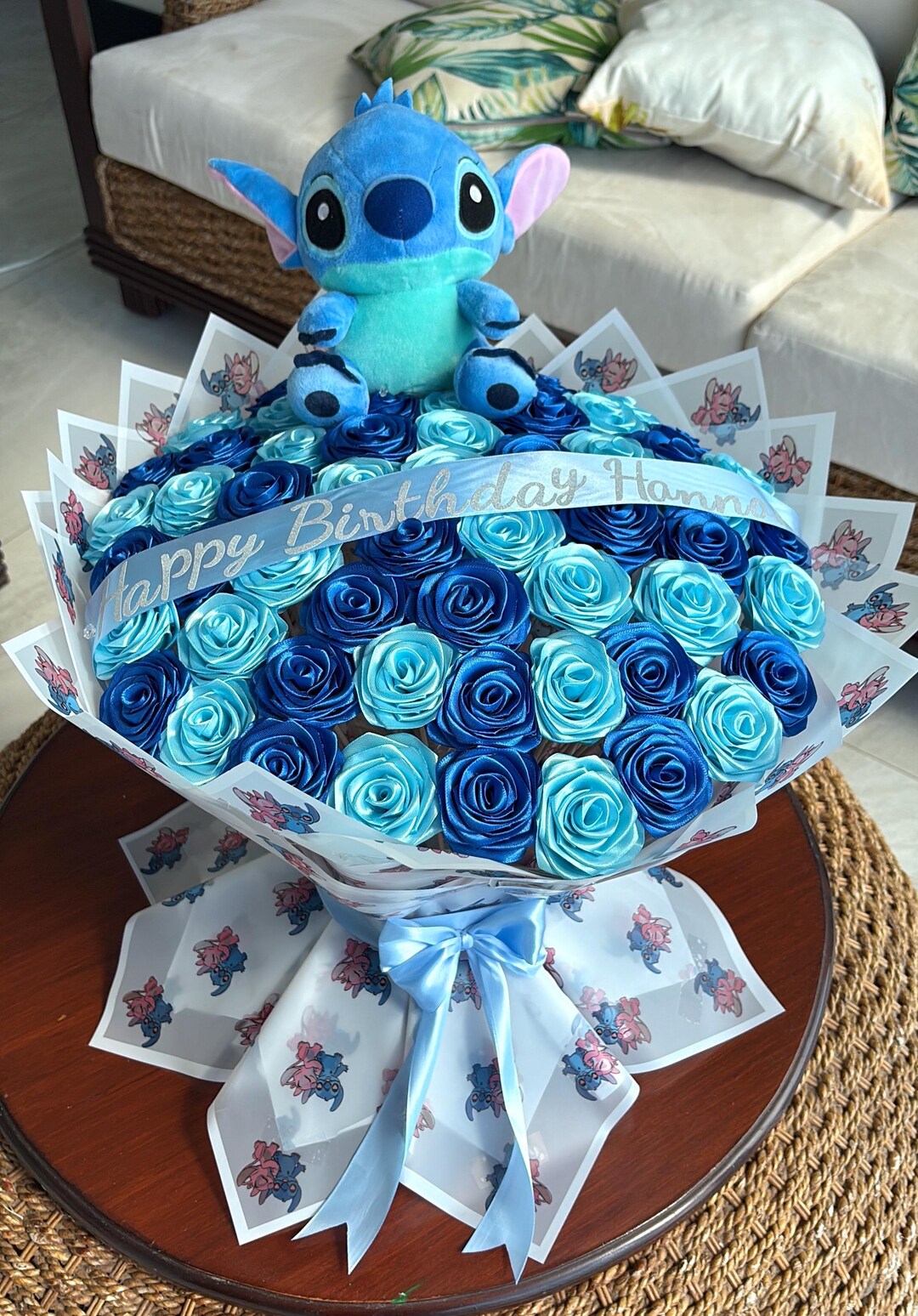 Stitch Eternal Roses Stitch Themed Rose Bouquet | Blue Eternal Ribbon Flowers | Disney Gift ...