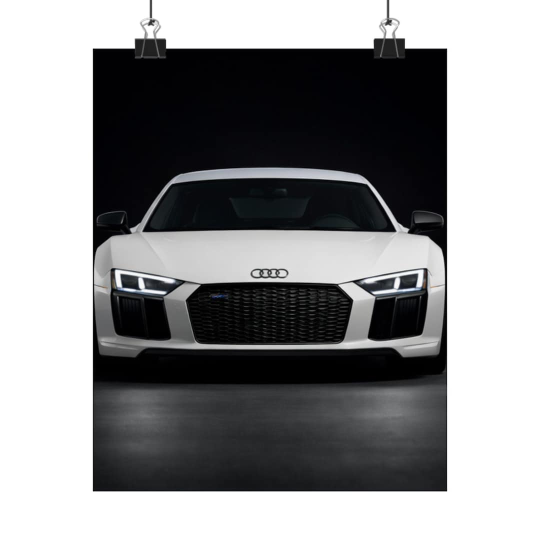 White Audi R8 Front View Matte Vertical Poster | Sports Car Wall Art - Etsy