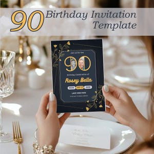 Invito per il 90° compleanno, Festa del 90° compleanno, Invito per il 90° compleanno per lei, Compleanno, Modello di invito per il 90° compleanno