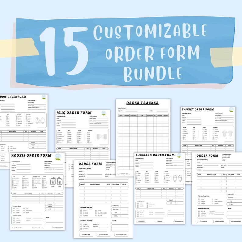 Editable Order Form Bundle, Small Business Templates (canva, US Letter ...