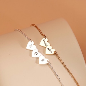 Custom Heart Necklace With Name,Personalized Family Necklace,Multi Hearts Name Necklace,Mothers Day Gift,Mom Necklace,Christmas Gift For Her