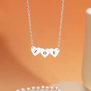 Custom Heart Necklace With Name,3 Name Heart Necklace,Personalized Name Necklace,Gift For Mom,Family Gift,Holiday Gift,Christmas Gift