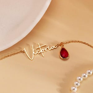 Name And Birthstone Necklace With Name Birthstone Name Necklace Personalized Name Necklace With Birthstone Necklace With Name And Birthstone