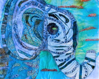 Sunset Elephant Art Quilt