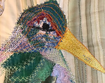 Kiwi in the Reeds Art Quilt