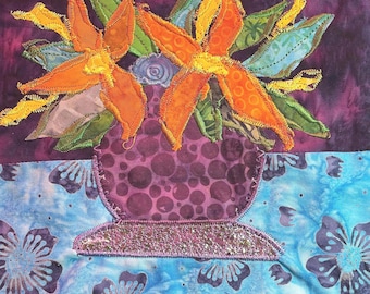 Twin floral fabric art set