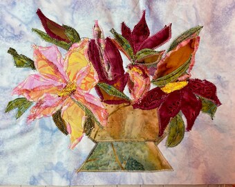Lilies floral fabric collage