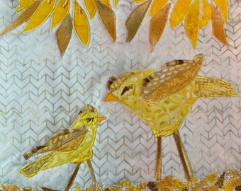 Baby Bird Fabric Collage