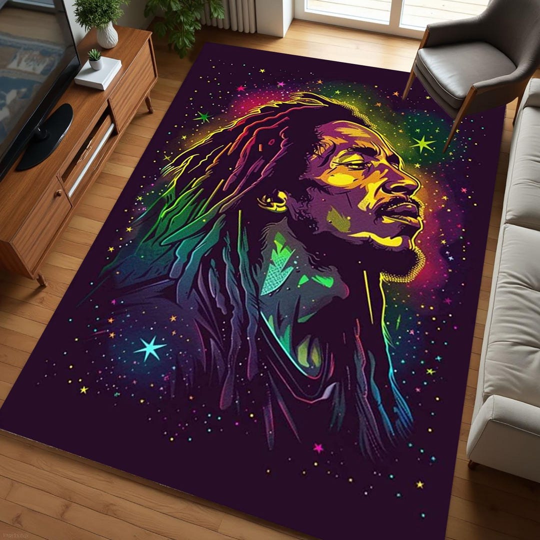 Bob Marley Rug, Music Rug, Modern Rug, Musician Gift, Concept Rug for ...