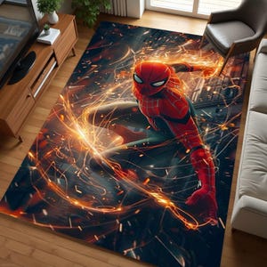 Spiderman, Spider man Rug, Cartoon Character Rug, Washable Rug, Non Slip Rug, Saloon Rug, Livingroom Rug, Popular Rug, Boy Room Gift