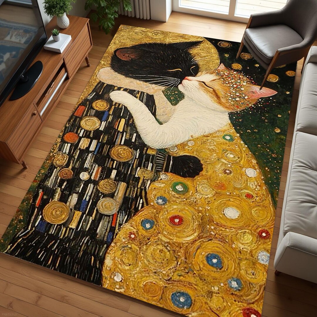 Eclectic Cats Rug, Cat Pattern Rug, Boho Area Rug, Animal Print Rug ...