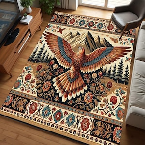 Old Bird Pattern Carpet, Cottagecore Rug With Hummingbird Art For Rustic Home Decor, Bird Rug, Hummingbird Decor, Pink Floral Printed Rug