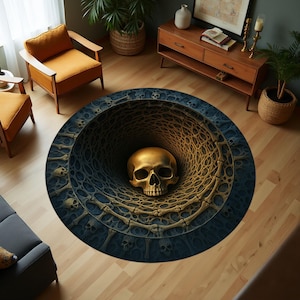 Skull Rug, Round Carpet, Skull Pattern Rug,Luxury Rug,Colorful Design Rug,Saloon Rug, Non Slip Rug,Washable Rug, Home Gift Rug, Custom Rug