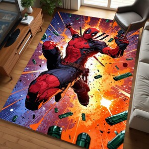 Deadpool Pattern Rug, Fantastic Rug, Cartoon Character Rug, Bedroom Rug, Marvel Rug, Washable Rug, Non Slip Rug, Special Edition Rug