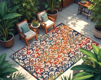 Outdoor Rug,Garden Rug,Outdoor Washable Rugs,Mat for Outdoor,Area Rug,Garden Decor,Patio Carpet,Non Slip Rug,Practical Carpet,New Year Gift