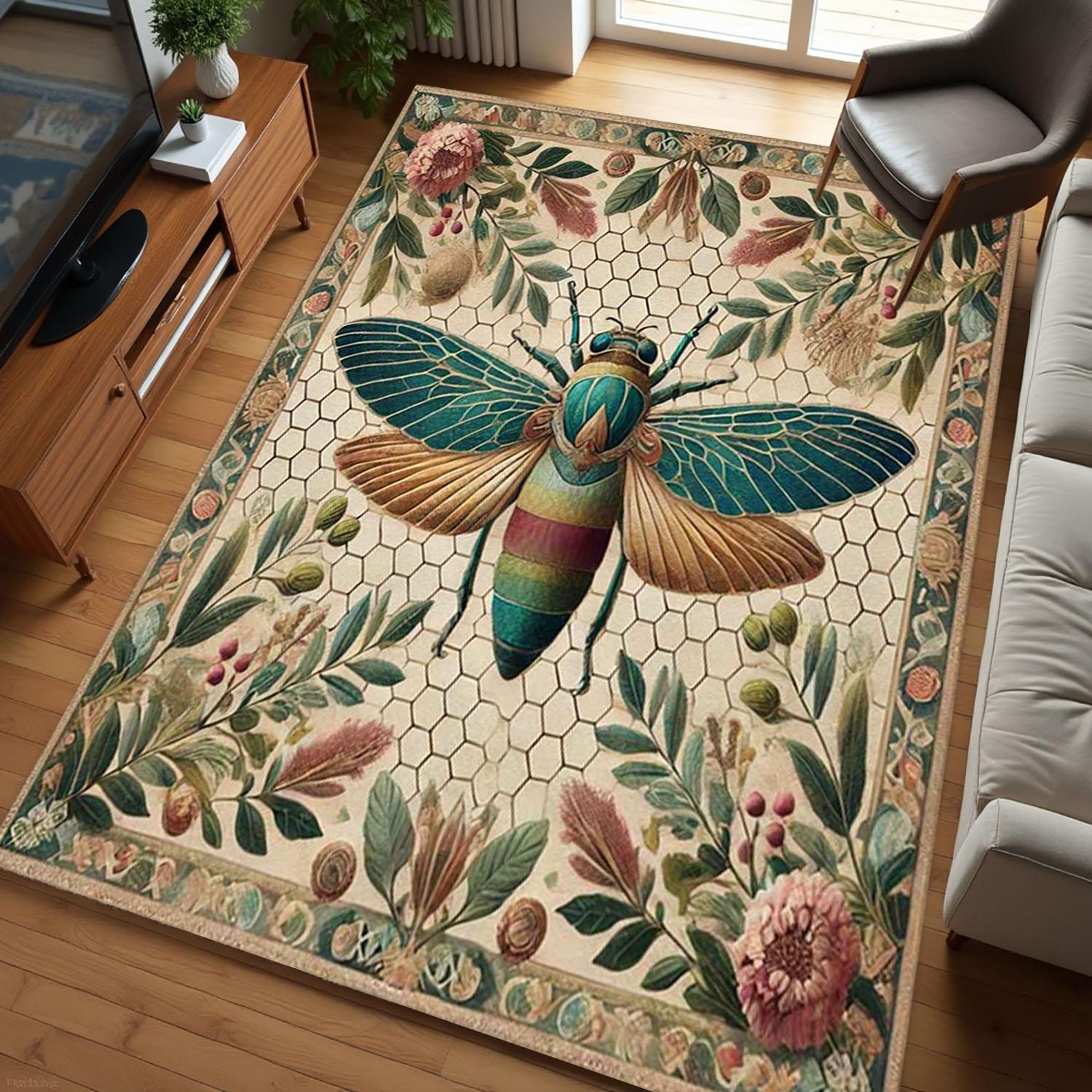 Weirdcore Rugs Cicada Rug, Whimsical Rug, Weirdcore Room Decor, Designer Rug ...