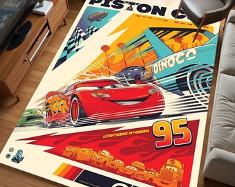 Cars Rug, McQueen Rug, Movie Rug, Customized Rug, Fantastic Rug, Piston Cup, Funny Rug,  Nursery Decor, Kids Decor,Gift for Boys,Popular Rug