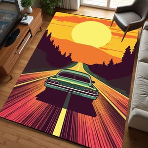 Car Pattern Rug, City Car Rug, Luxury Car Carpet, Car Rug, Garage Rug, Custom Rug, Popular Rug, Modern Rug, Young Room Rug,Tuning Car Rug