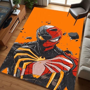 Spiderman, Spider man Rug, Cartoon Character Rug, Washable Rug, Non Slip Rug, Saloon Rug, Livingroom Rug, Popular Rug, Boy Room Gift