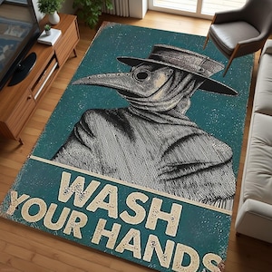 Wash Your Hands Pattern Rug, Saloon Rug, Non Slip Rug, Washable Rug, Home Gift Rug,Stylish Carpet, New Year Gift Desing Rug, Area Rug