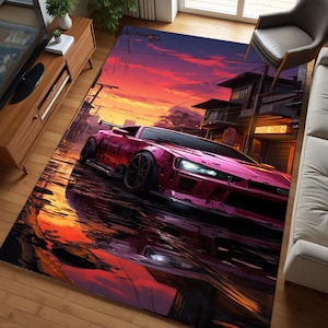 Car Pattern Rug, City Car Rug, Luxury Car Carpet, Car Rug, Garage Rug, Custom Rug, Popular Rug, Modern Rug, Young Room Rug,Tuning Car Rug