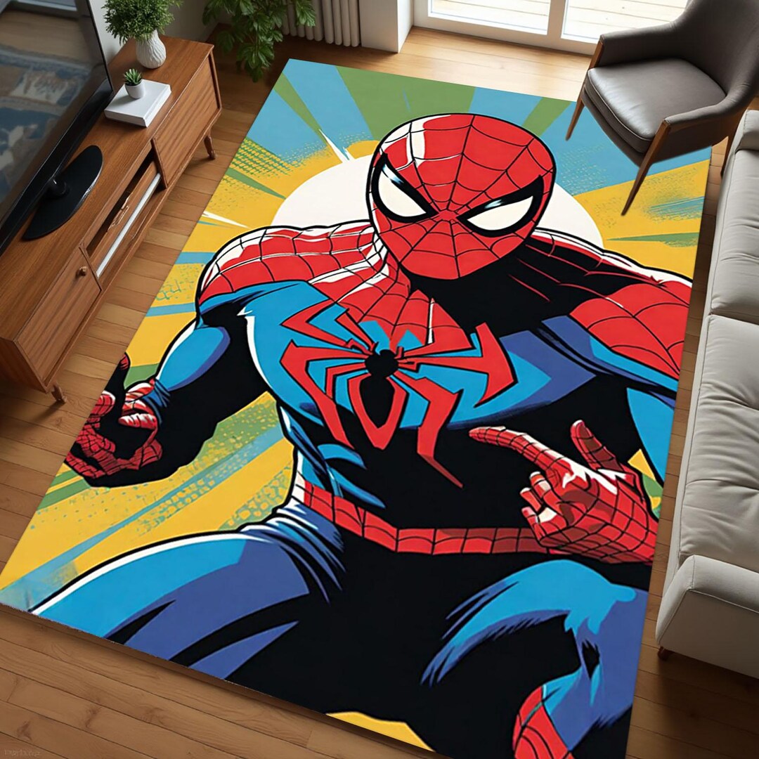 Spiderman, Spider Man Rug, Cartoon Character Rug, Washable Rug, Non ...